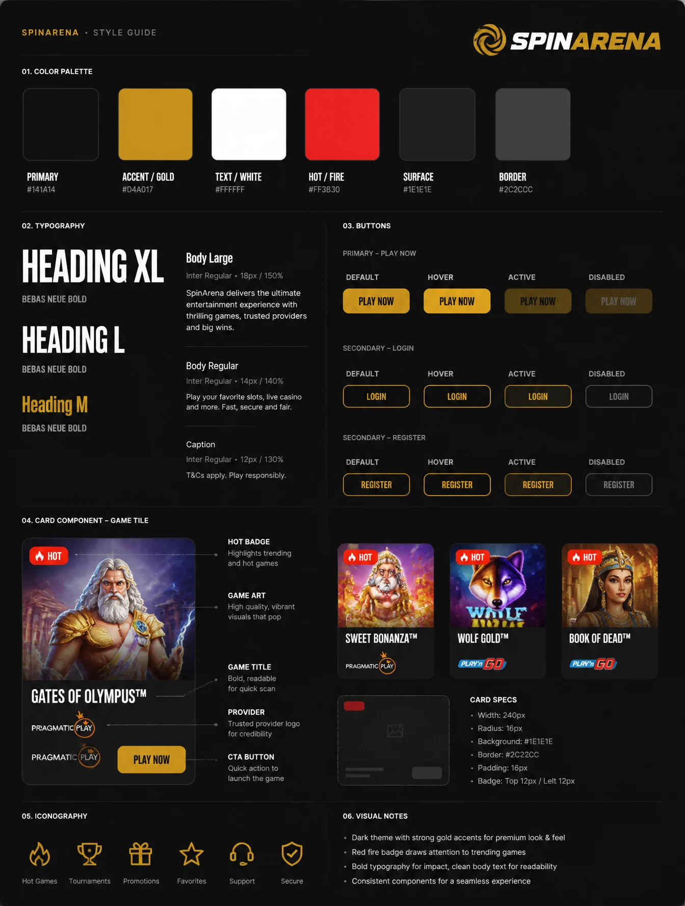 SpinArena Design System Style Guide