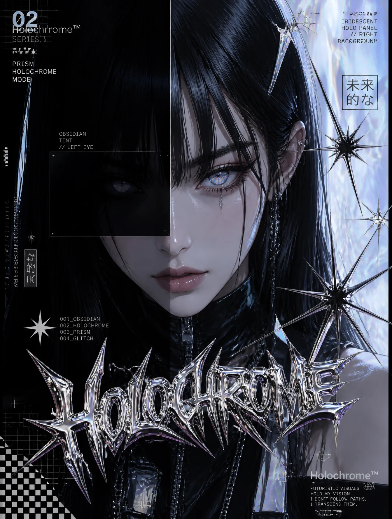 Obsidian Holographic Anime Girl