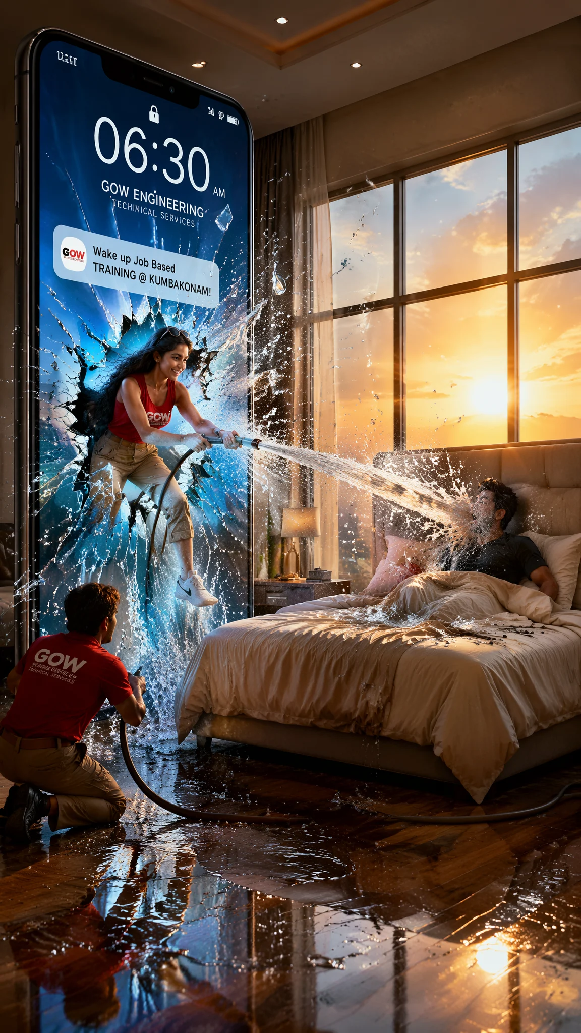 Surreal Giant Phone Water Wake Up
