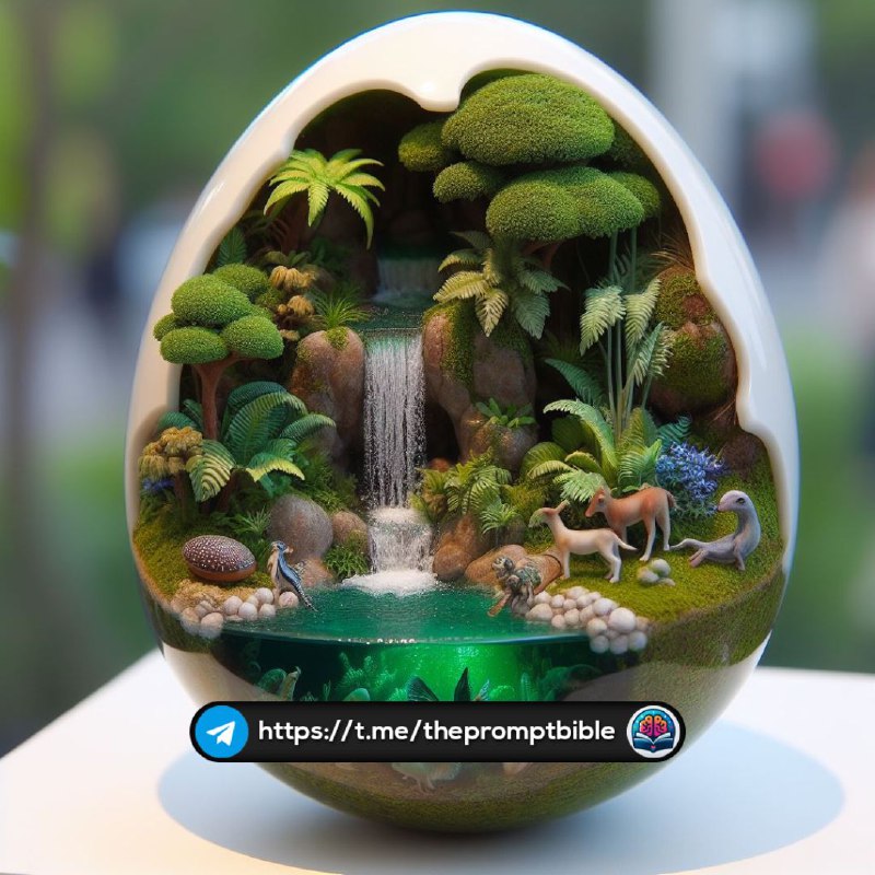 Resin Egg With Miniature Rainforest Ecosystem Inside