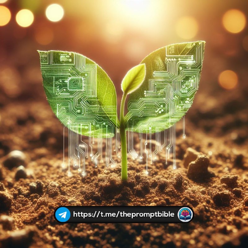 Sprouting Plant With Circuit Board Leaf Concept