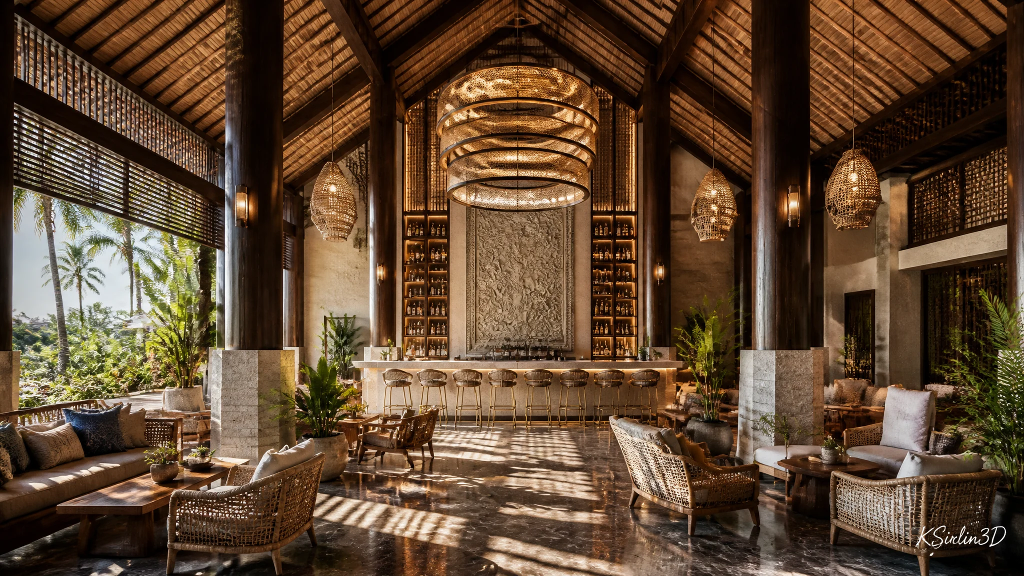 Tropical Resort Hotel Lobby Bar