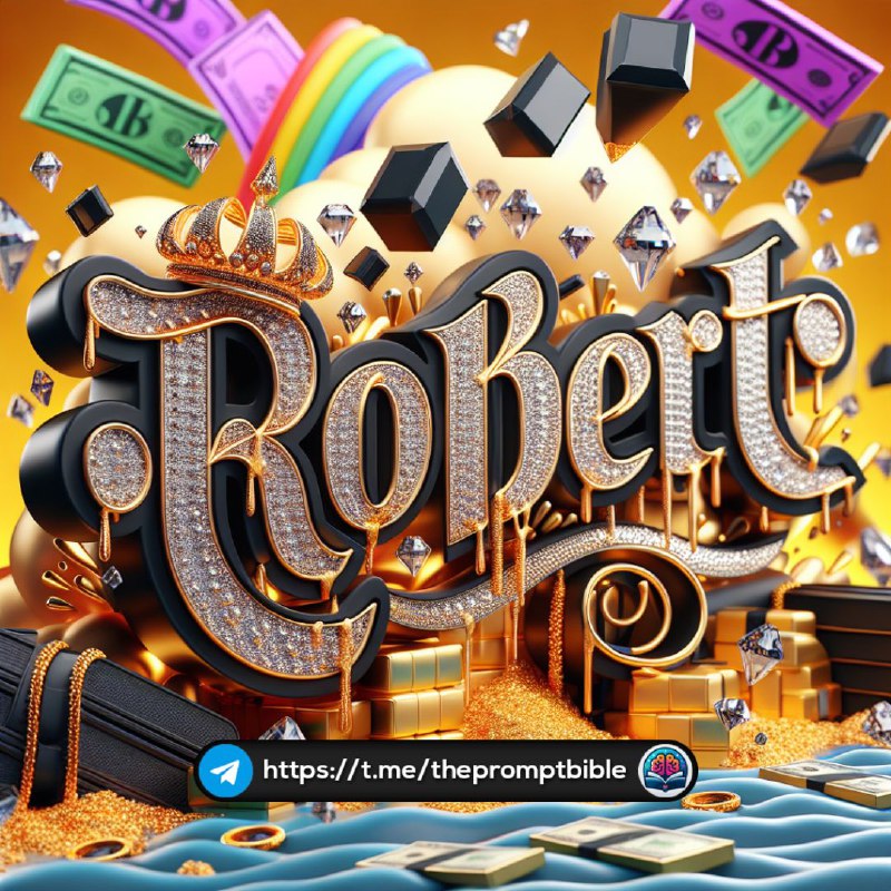 Robert Name in Black and Gold 3D Cartoon Letters