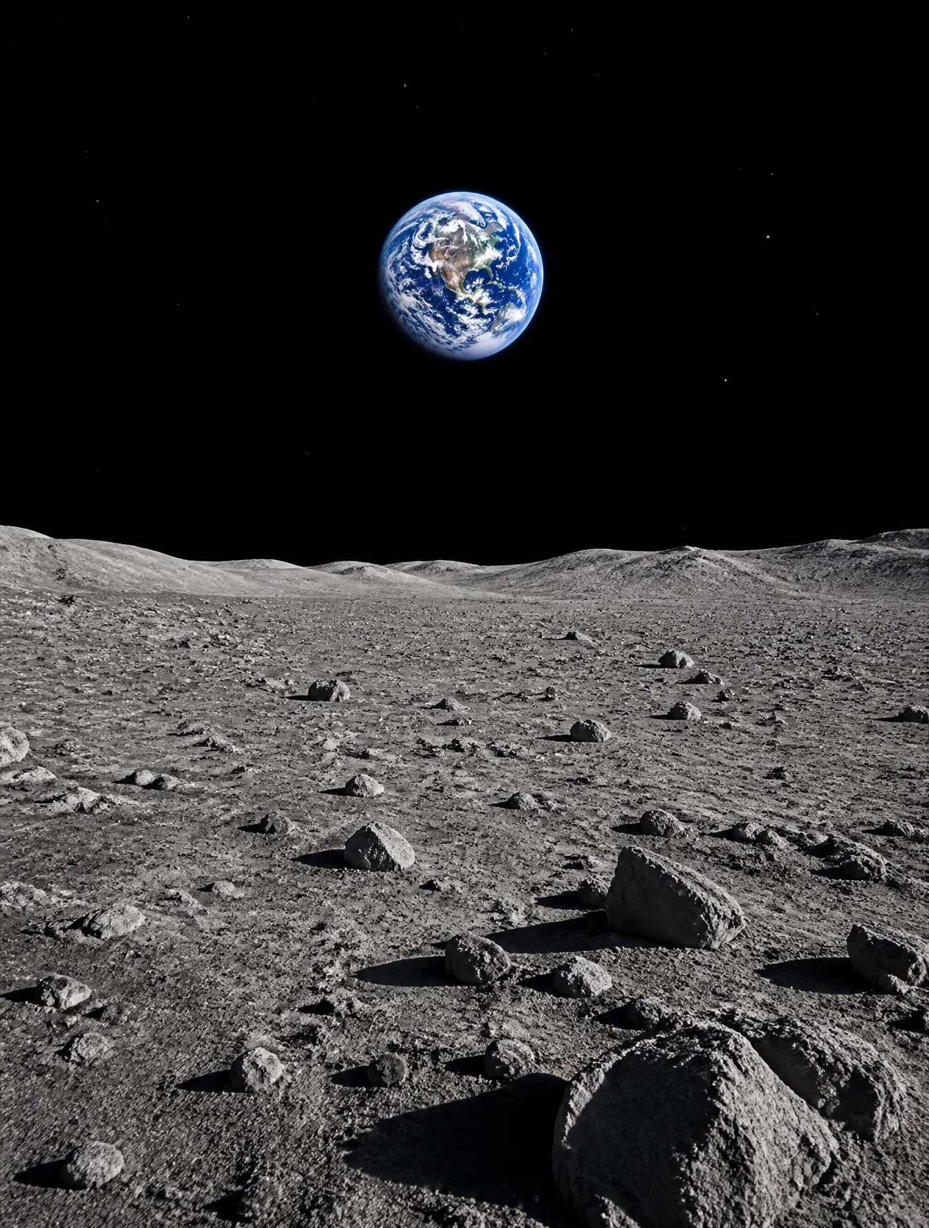 Earth View From Lunar Surface