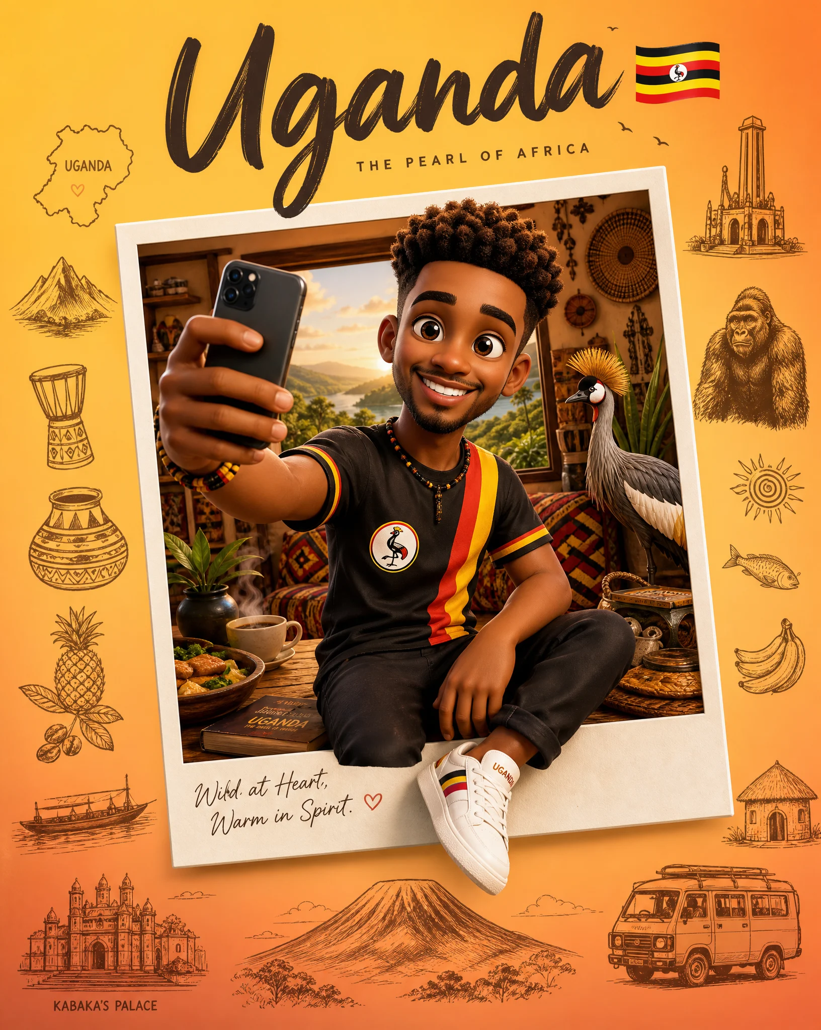 Cute Uganda 3D Travel Poster Art