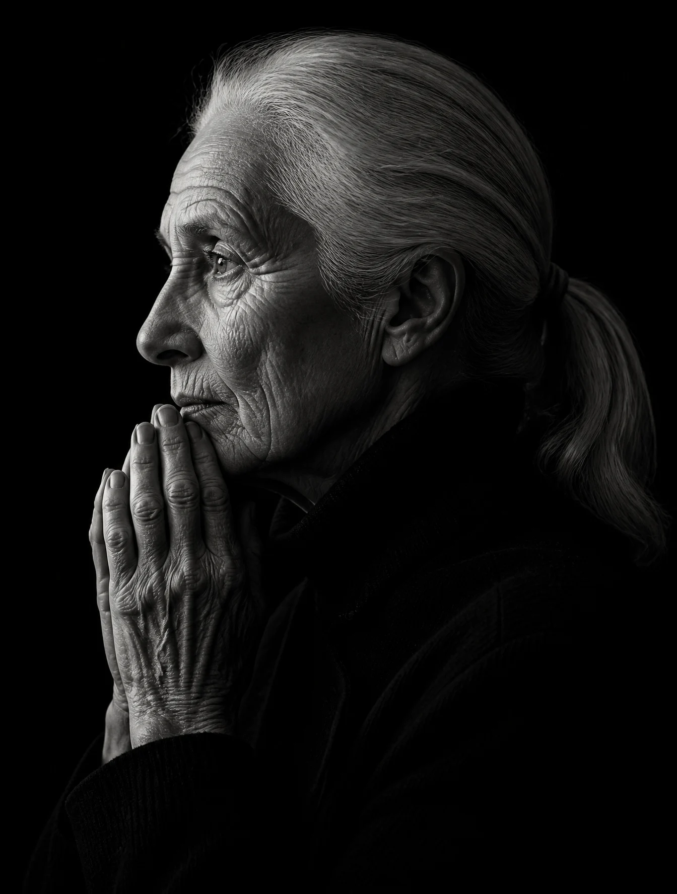 Dramatic Black And White Elderly Portrait