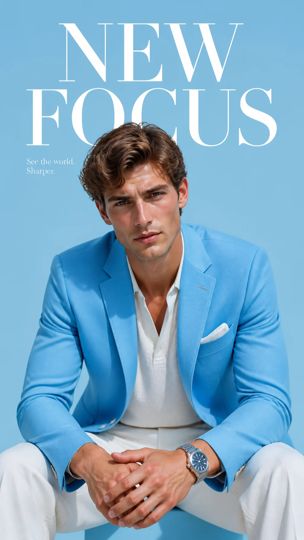 Sky Blue Blazer Fashion Editorial