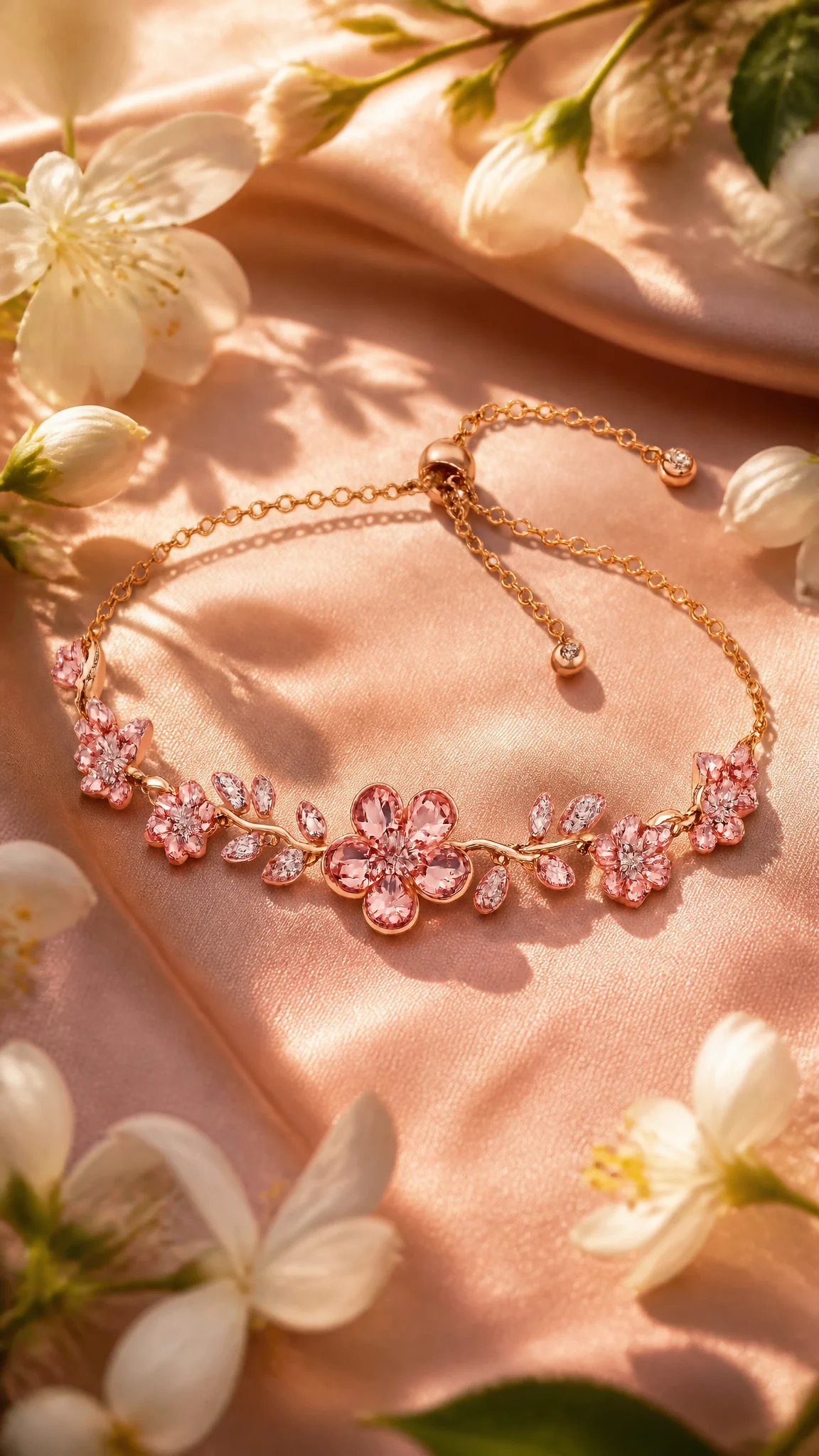 Rose-Gold Floral Bracelet Luxury