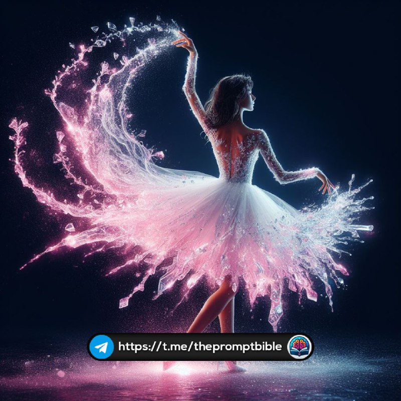 Dancing Girl in Crystal Dress Turning to Pink Ice