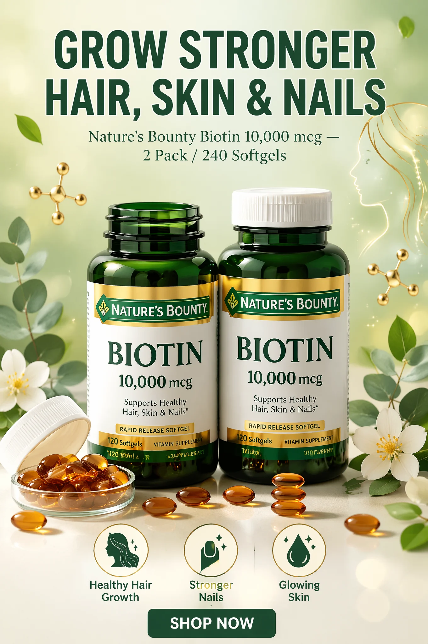 Biotin Beauty Supplement Product Shoot