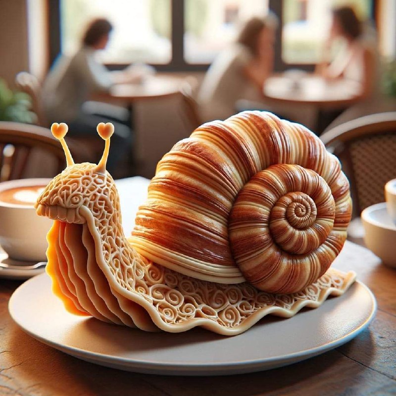 Croissant Shaped Like Crocodile With Cappuccino