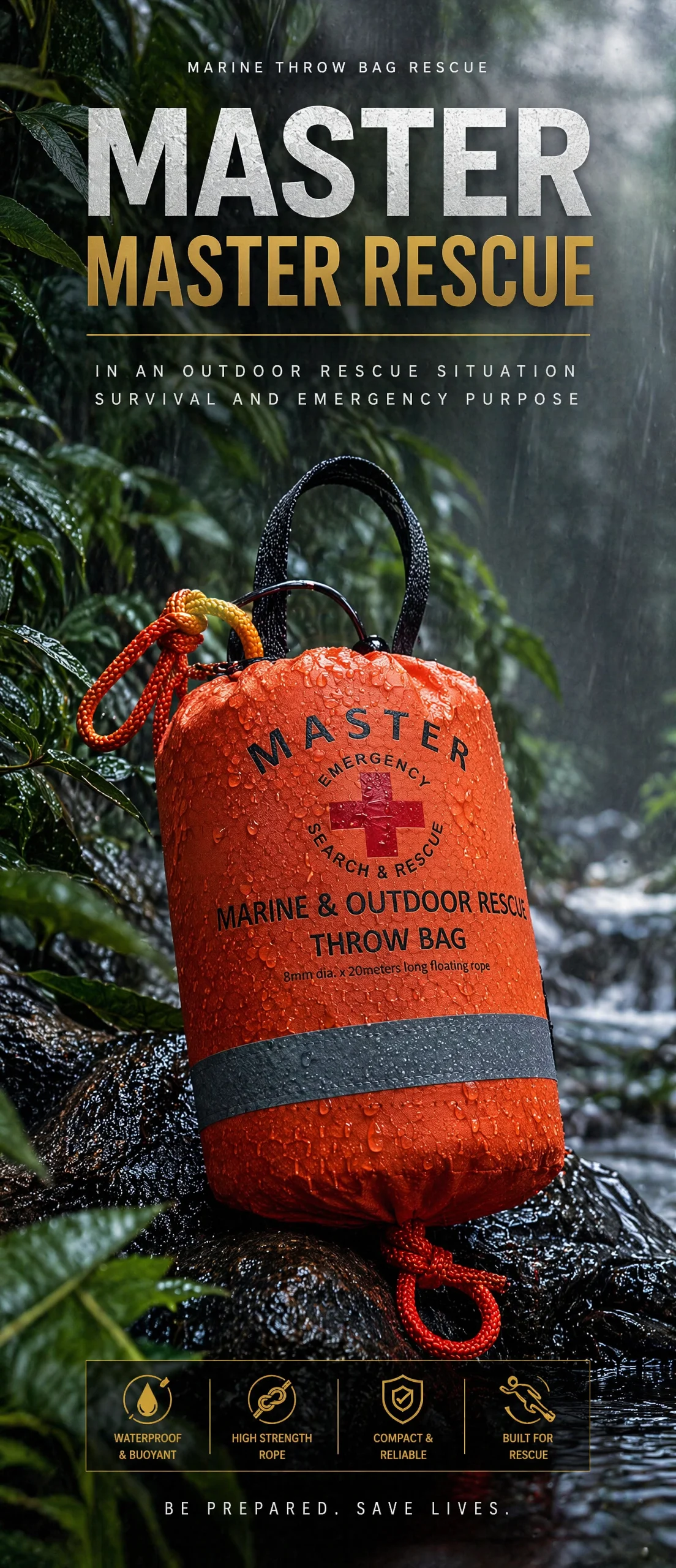 Outdoor Rescue Throw Bag Ad Poster