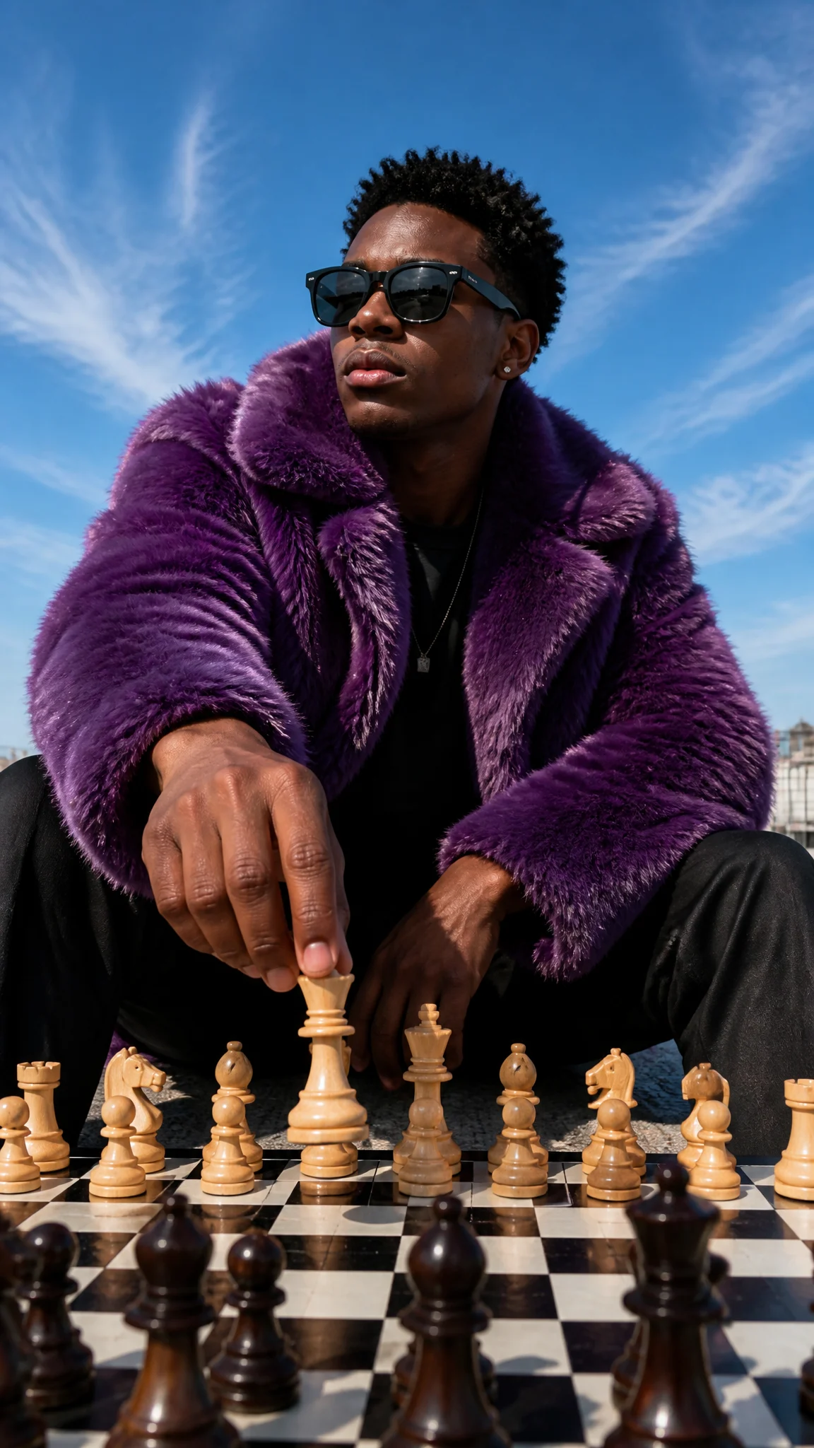 Stylish Rooftop Chess Player