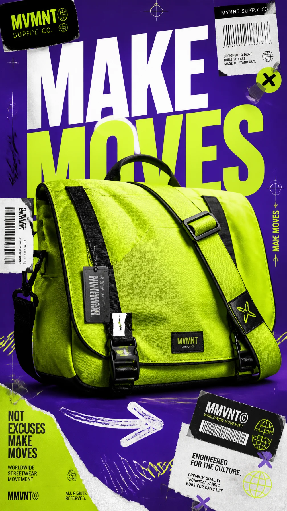 Neon Lime Streetwear Bag Poster