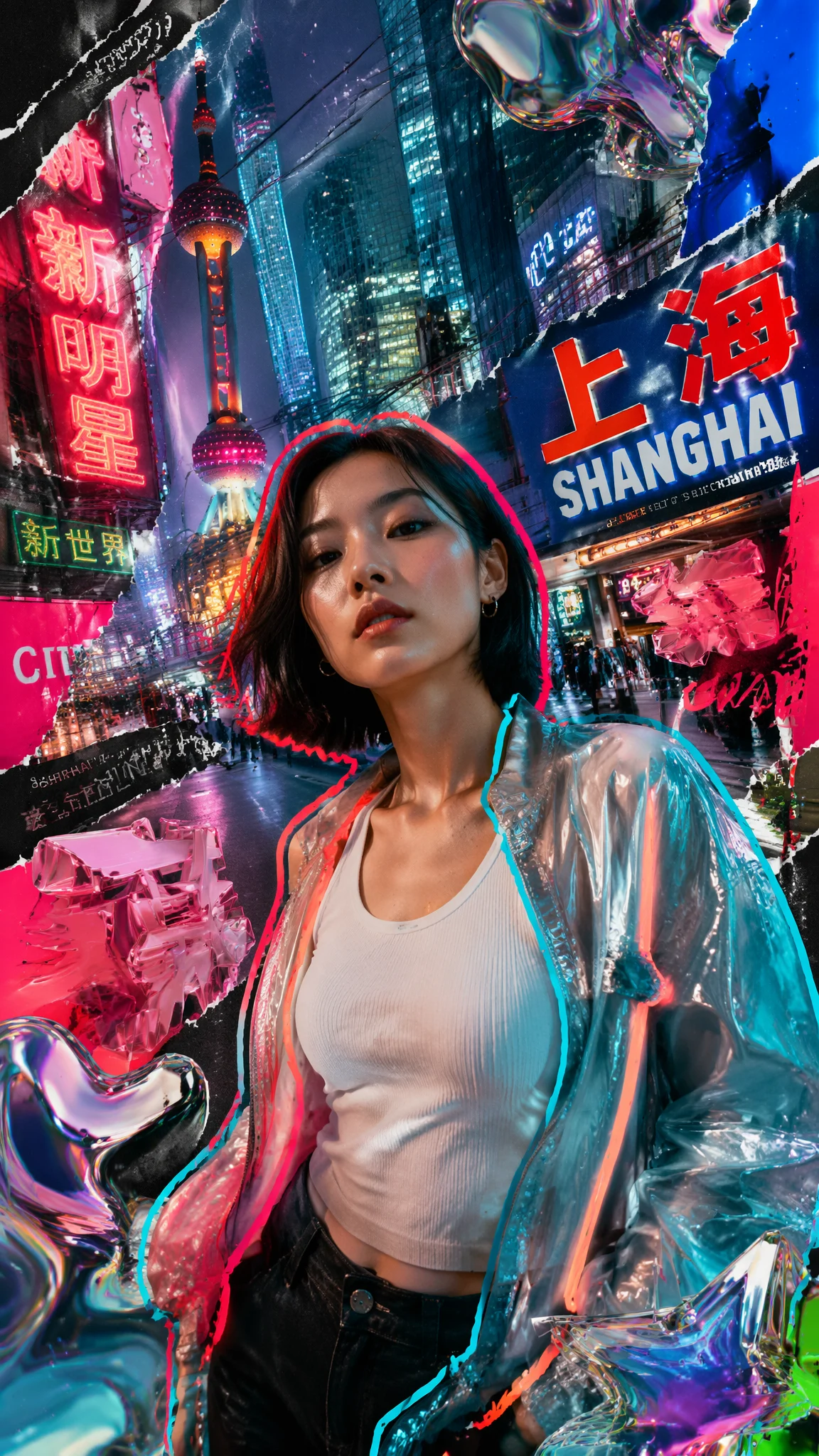 Shanghai Chic Mixed Media Collage