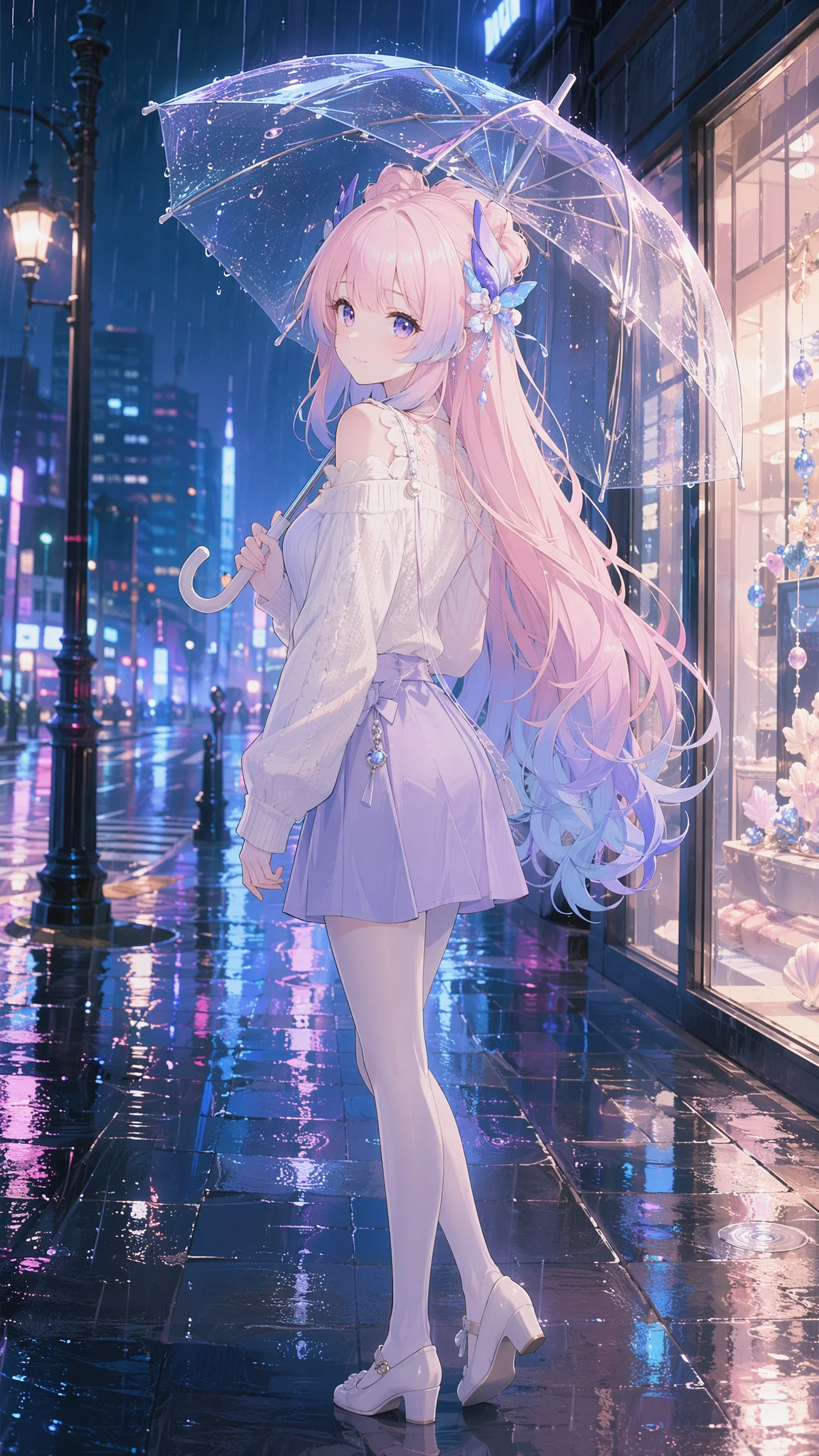 Kokomi Rainy Night Anime Wallpaper