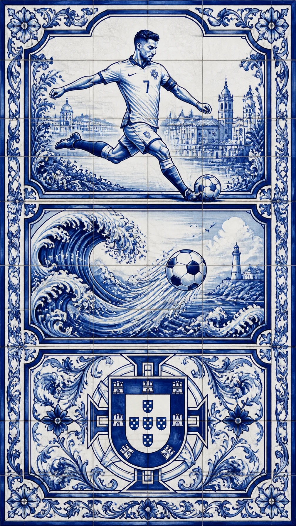 Portugal Azulejo Football Art