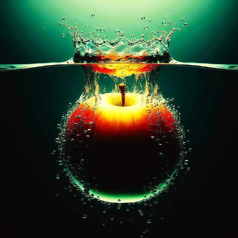 Water Drop Morphing Into Apple Below Water Surface