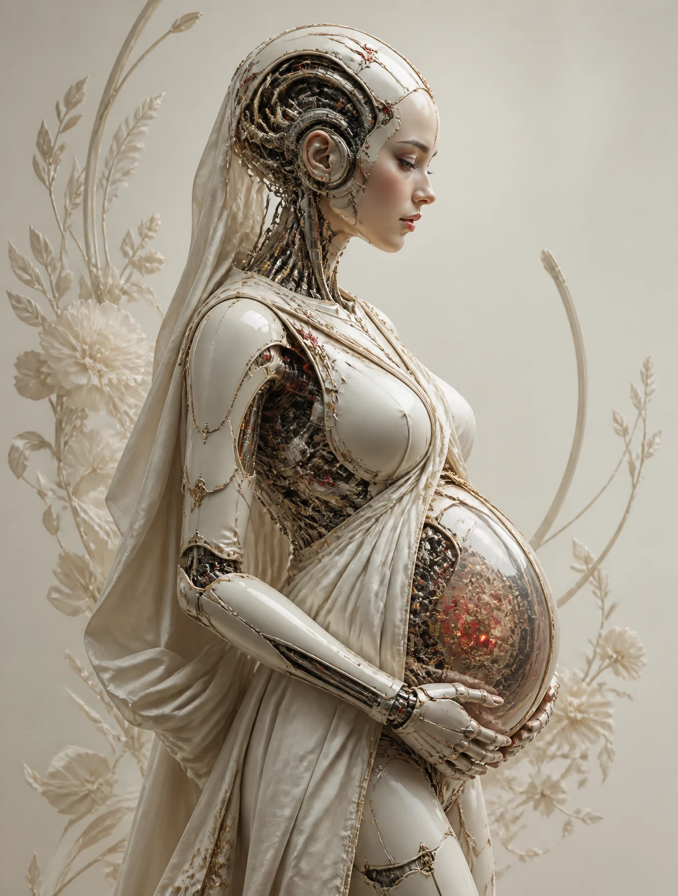 Futuristic Biomechanical Maternity Portrait Art