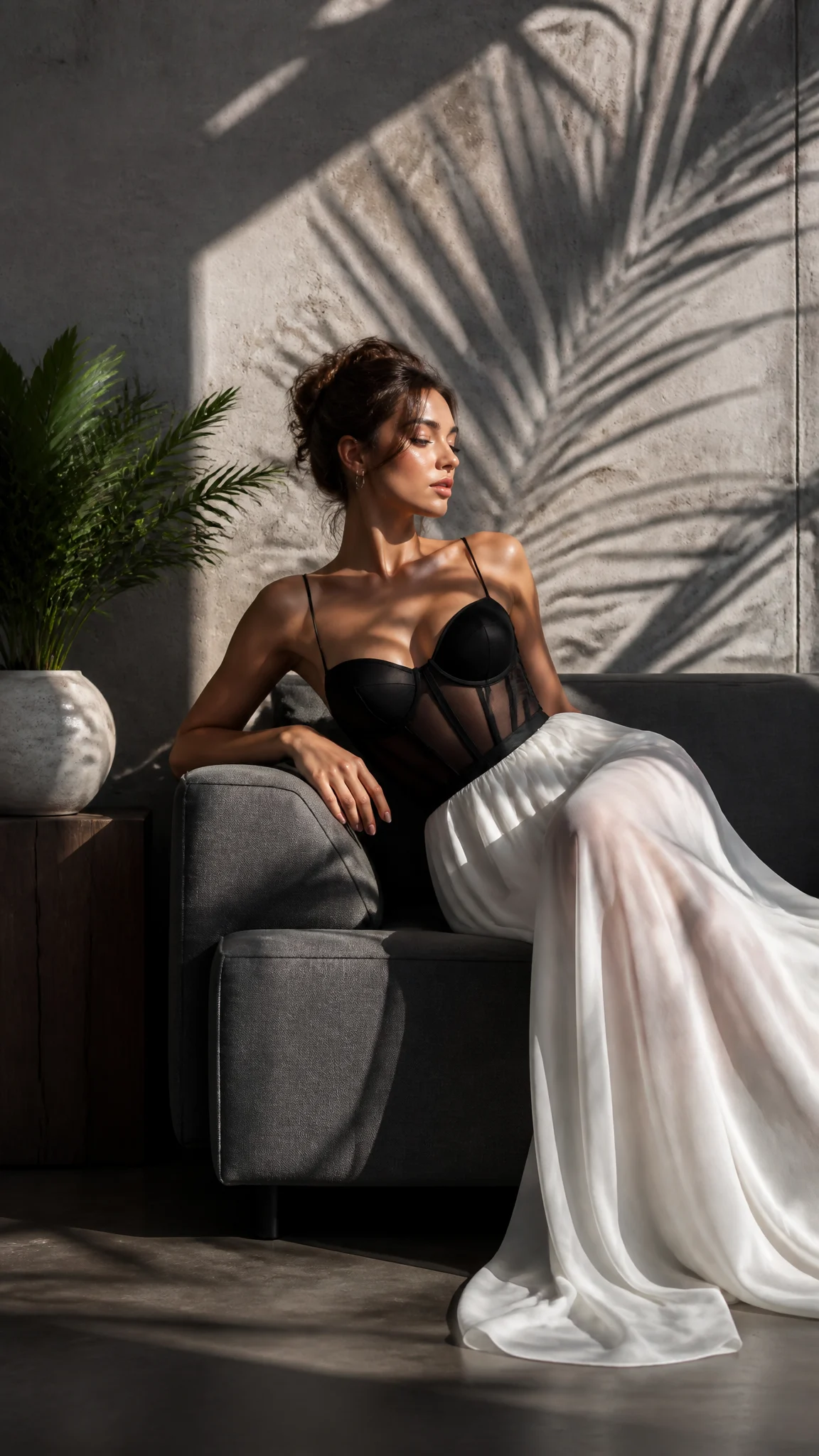 Minimalist Fashion Portrait With Dramatic Shadows