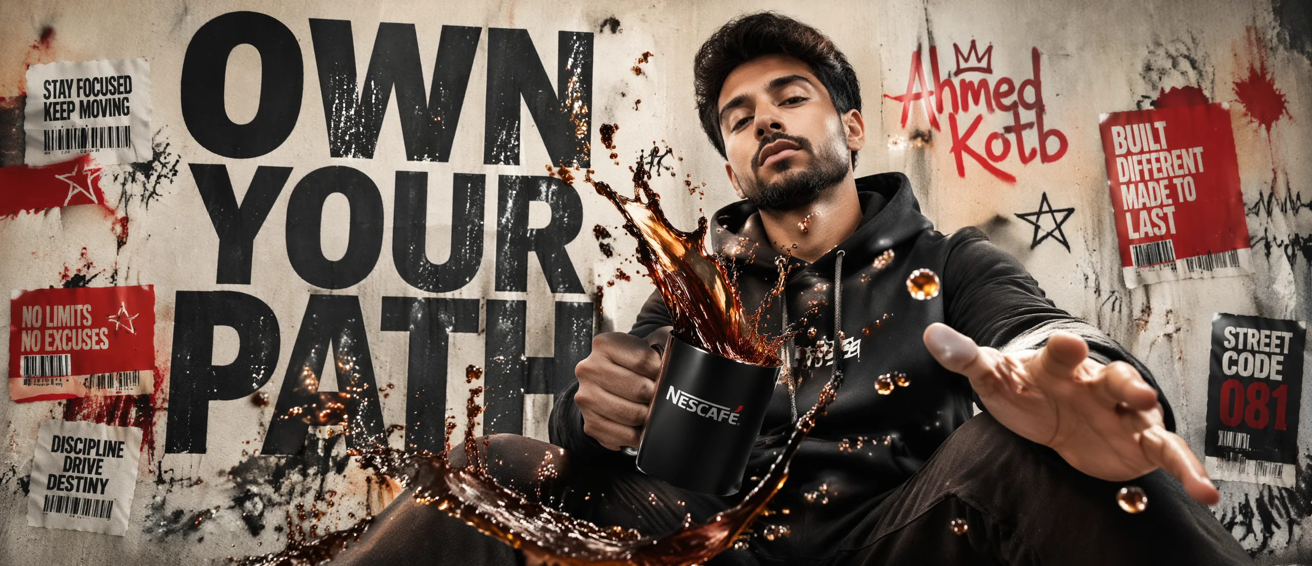 Premium Streetwear Coffee Splash Ad