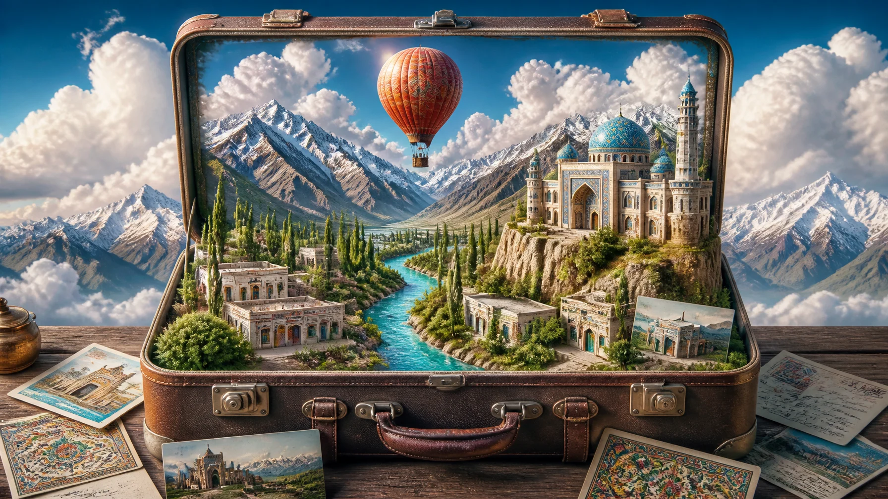 Xinjiang Fantasy World Inside Vintage Suitcase