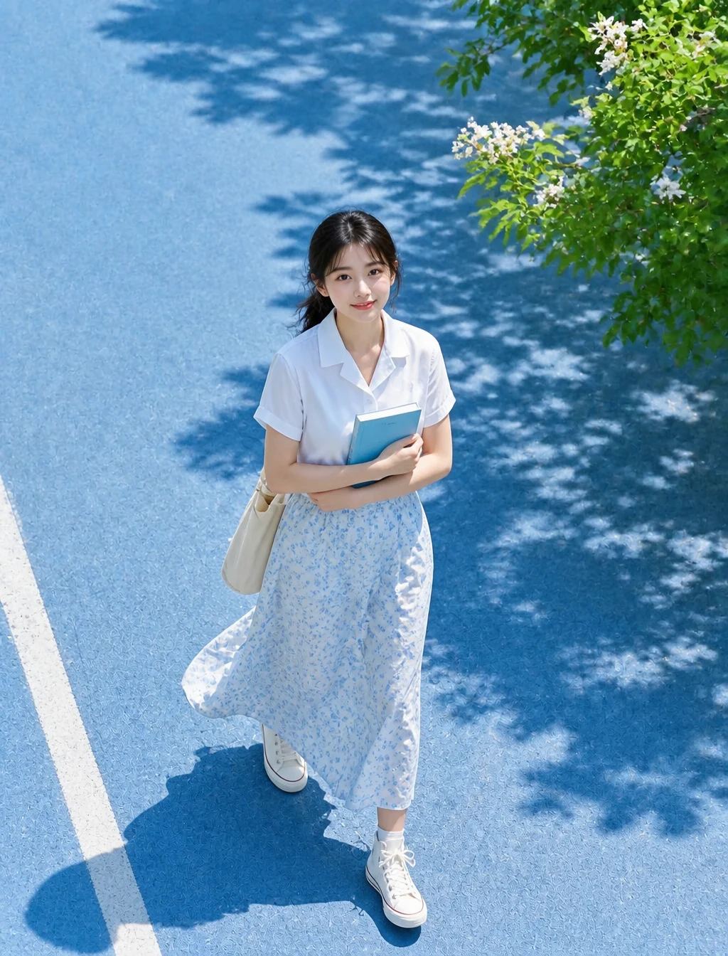 Summer Stroll on Blue Street