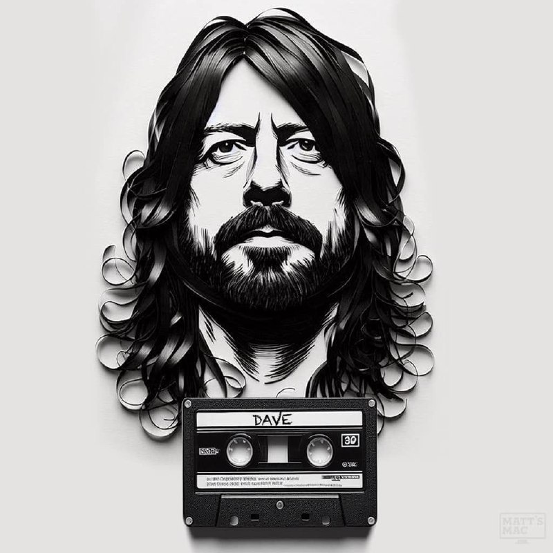 Cassette Tape Portrait in Black and White Art