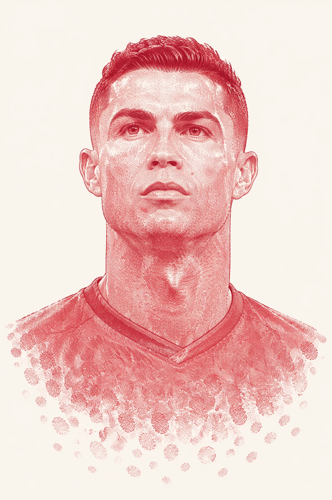 Crimson Fingerprint Portrait Art
