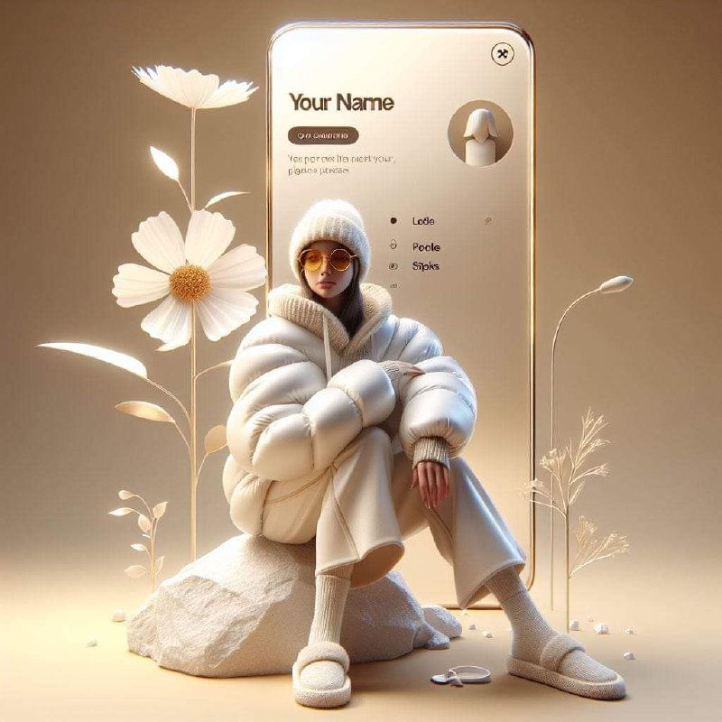 Modern Profile Interface With Cozy Fashion Character