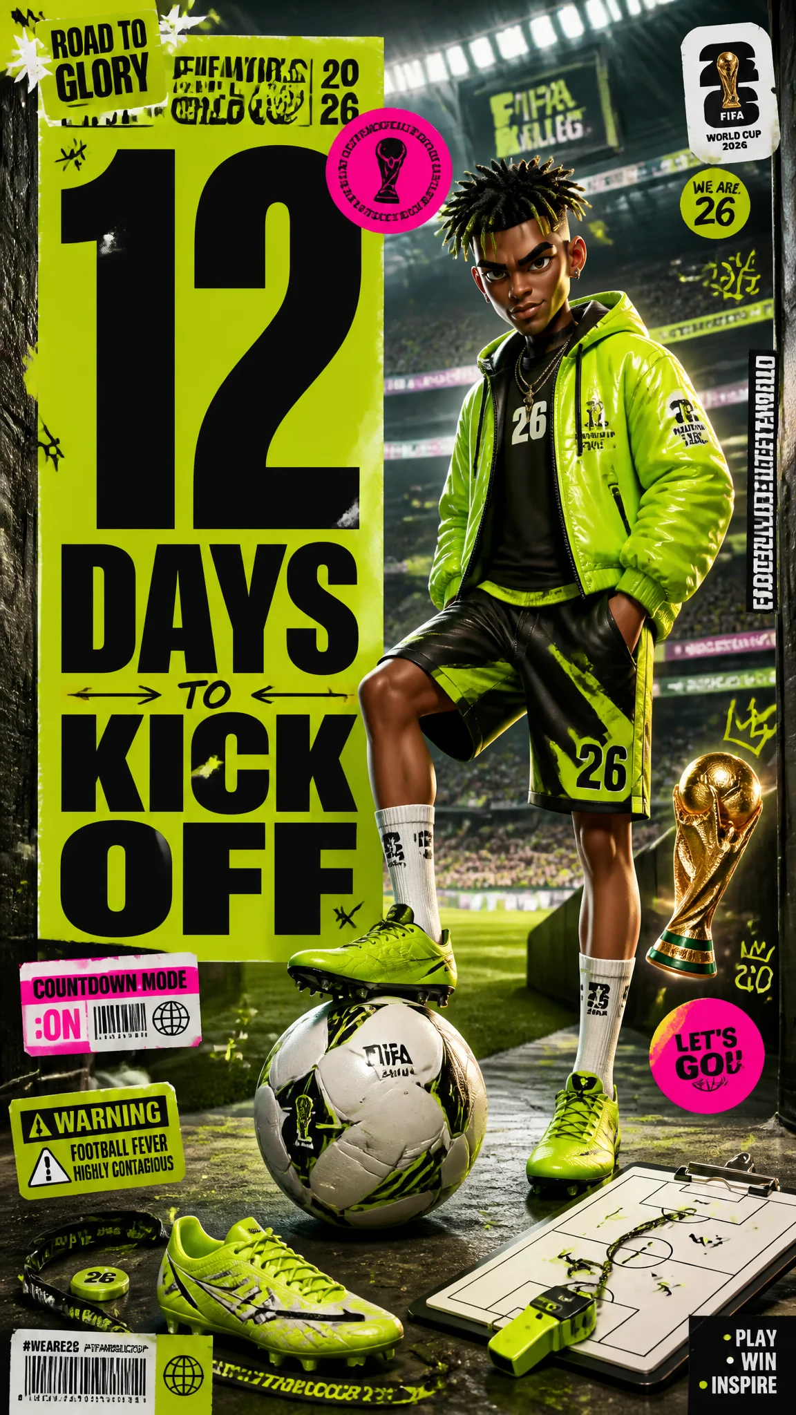 Acid Lime Football Countdown Poster