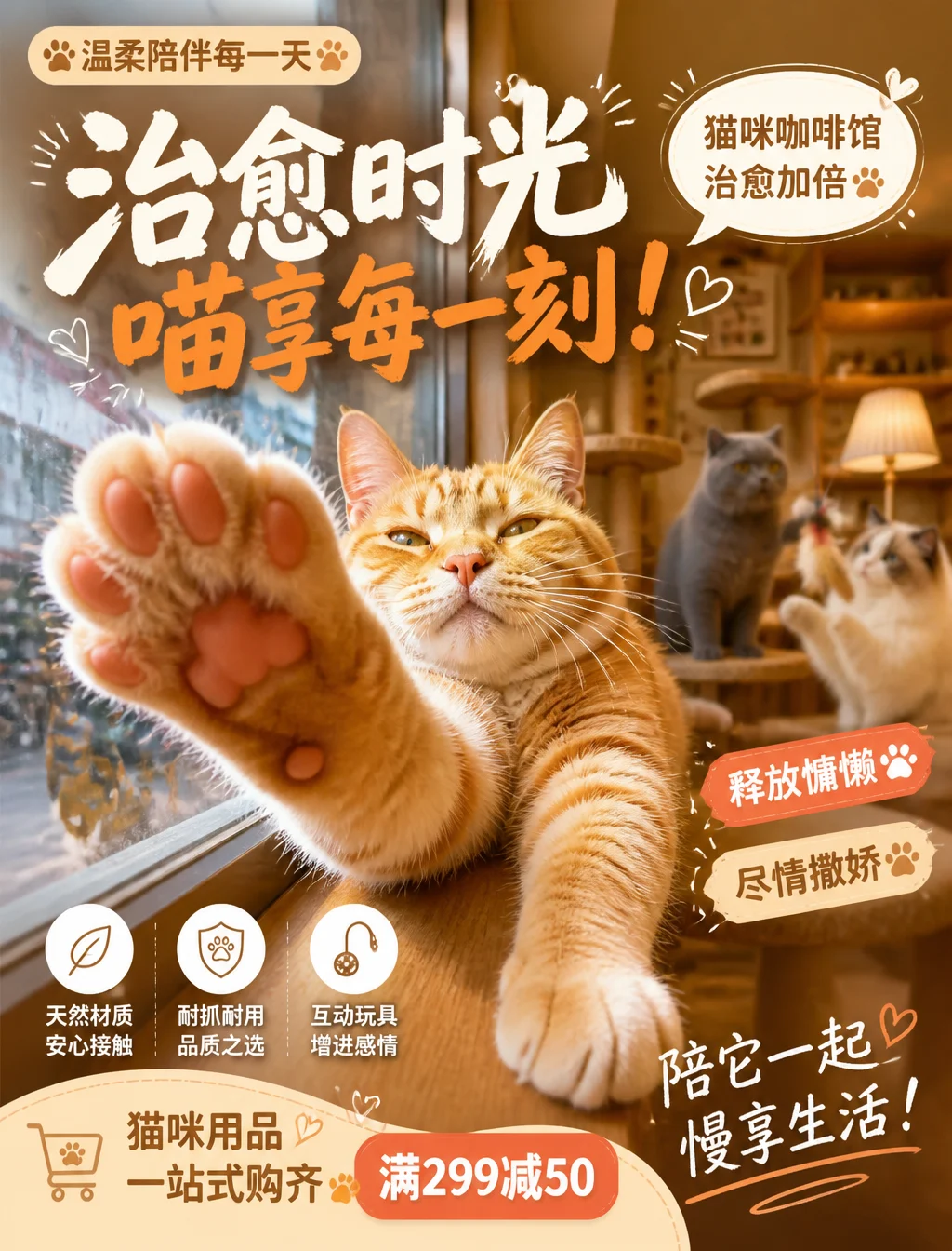 Lazy Orange Tabby Cat Cafe Vibes