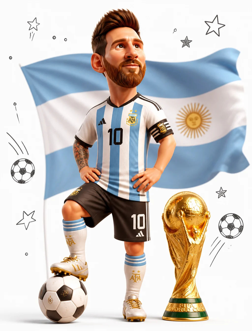Messi 3D Cartoon World Cup Hero