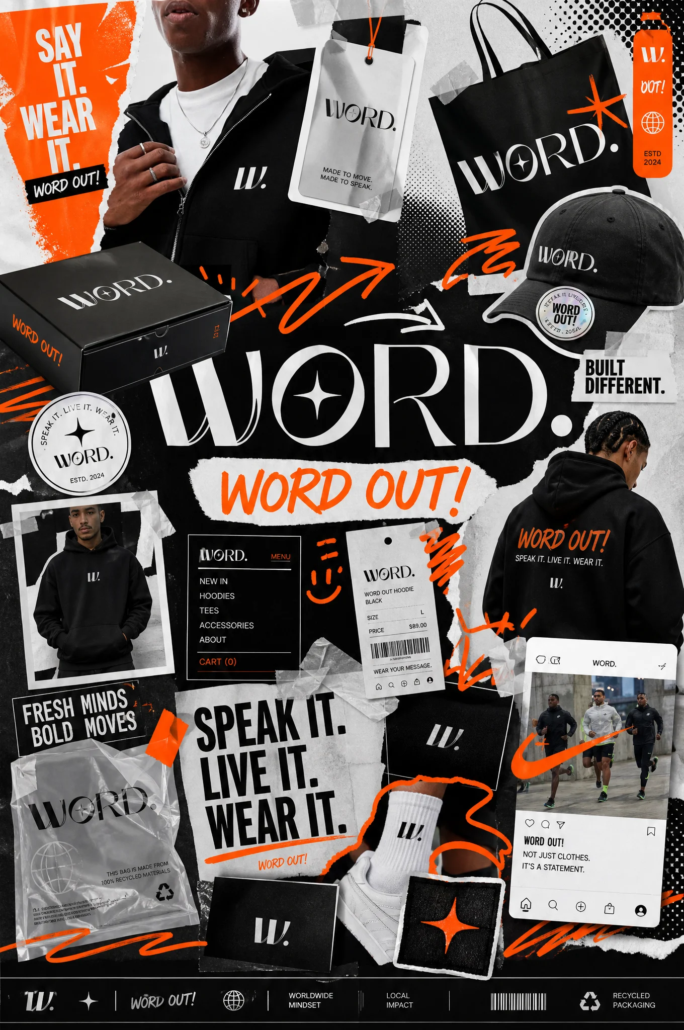 Bold Fashion Brand Moodboard Collage