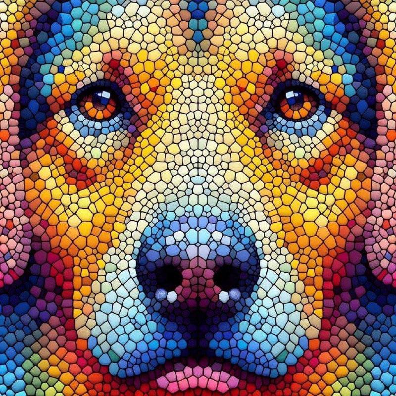 Dog Face Close-Up in Colorful Tessellation Tiles