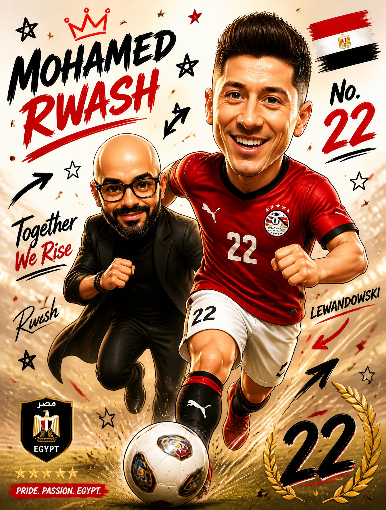 Egyptian Football Star Cartoon Poster