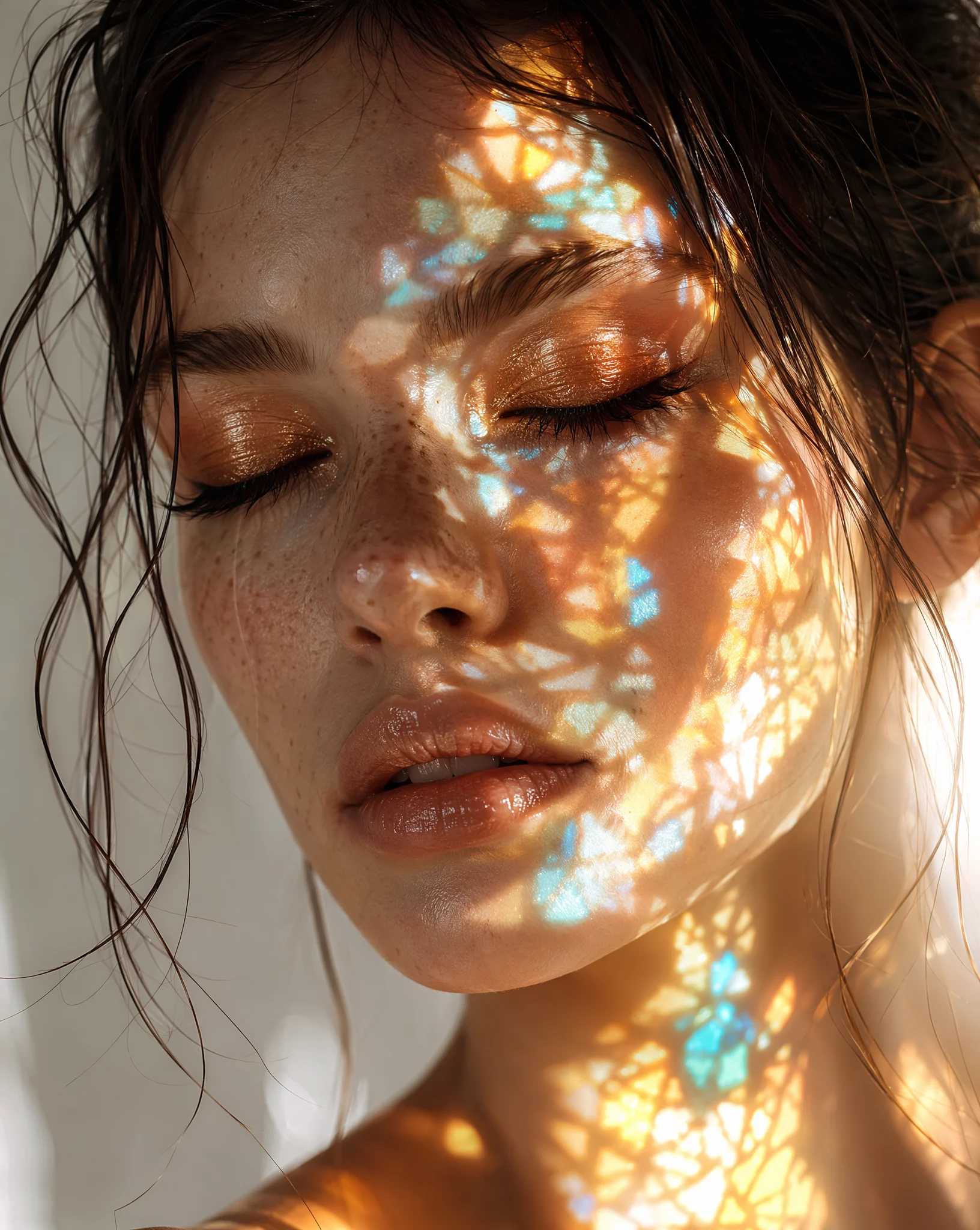 Stained Glass Light Beauty Portrait