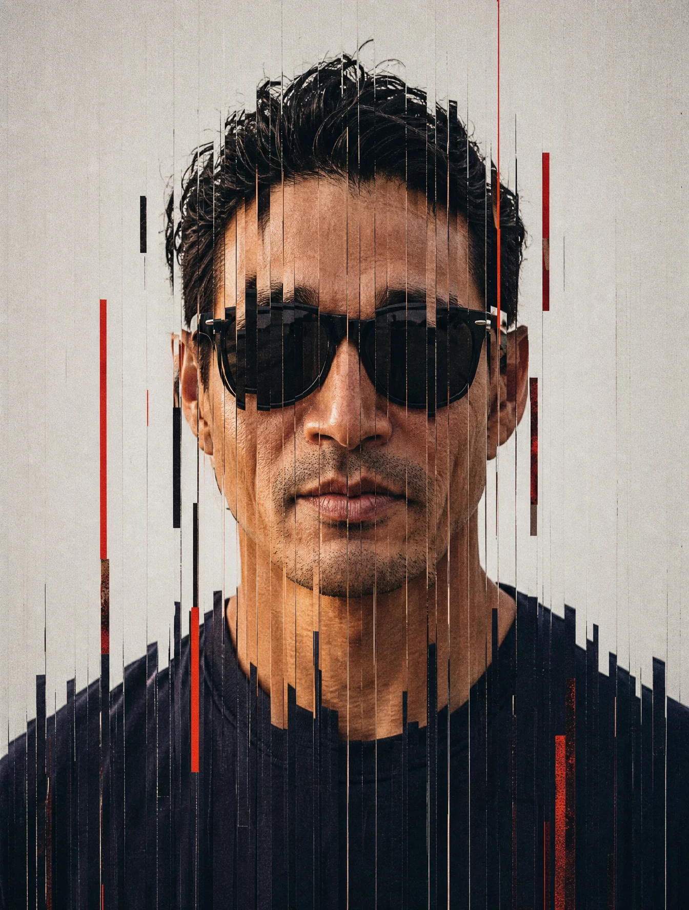 Vertical Slice Glitch Portrait