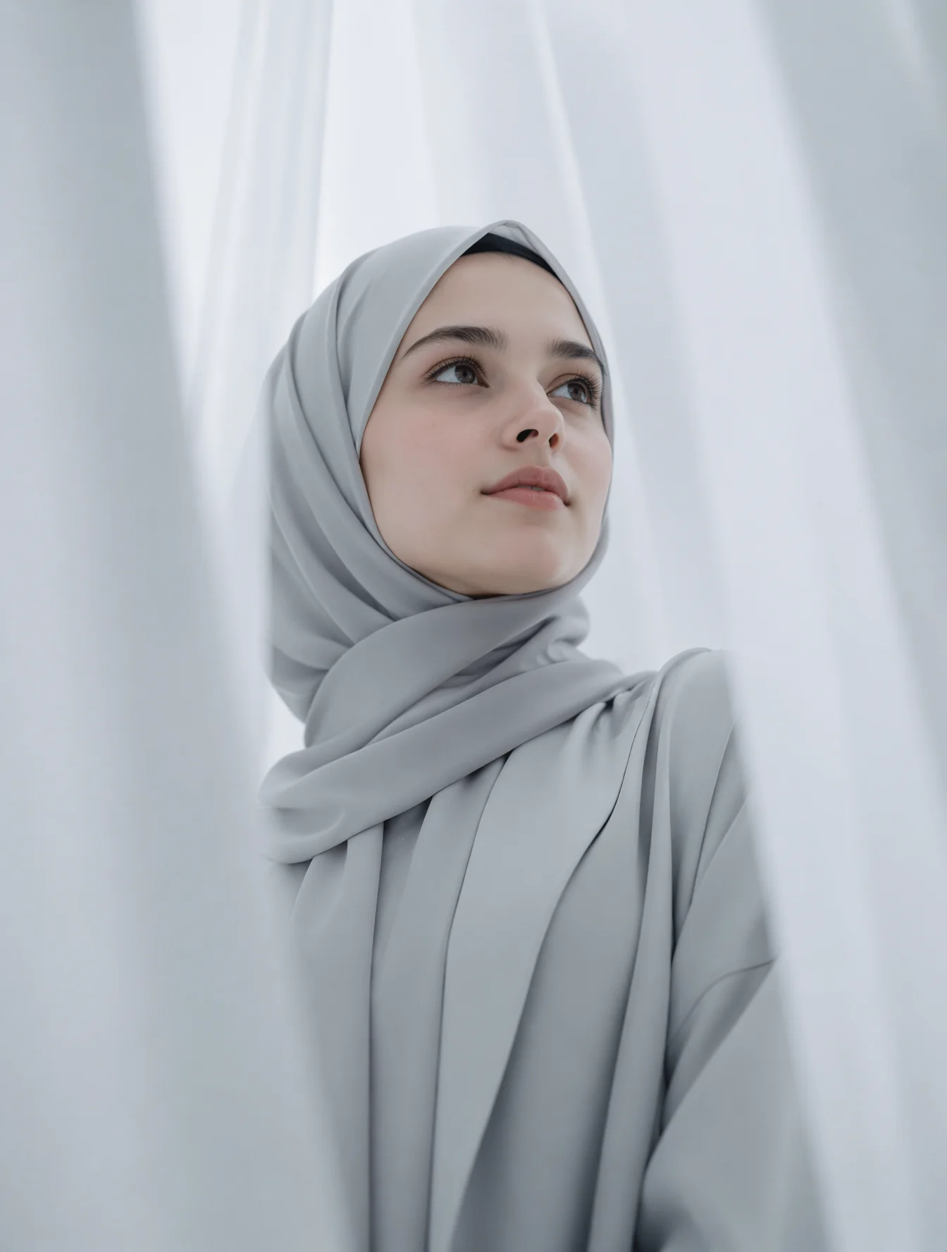 Elegant Grey Hijab Fashion Portrait