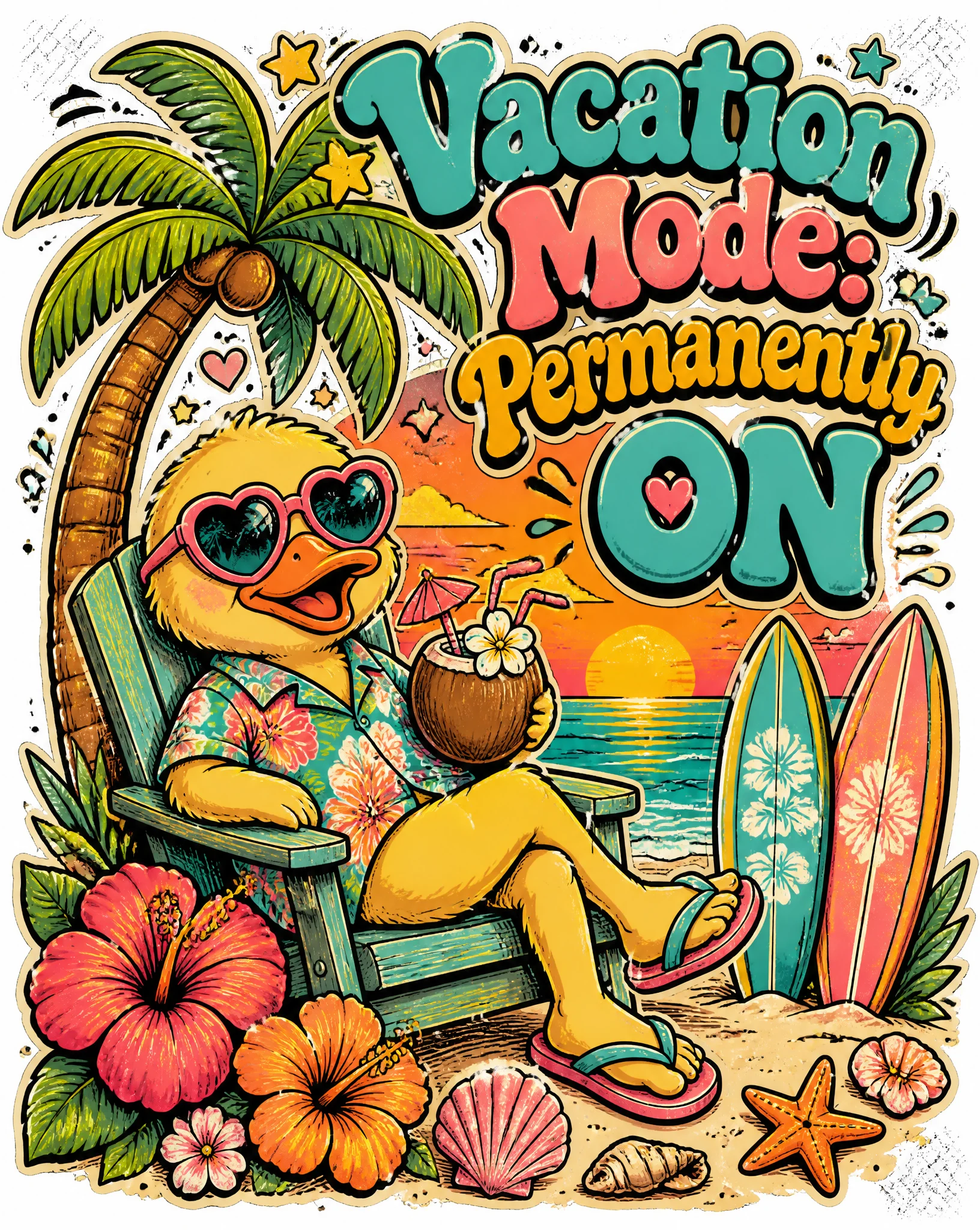 Retro Duck Vacation T-Shirt Design