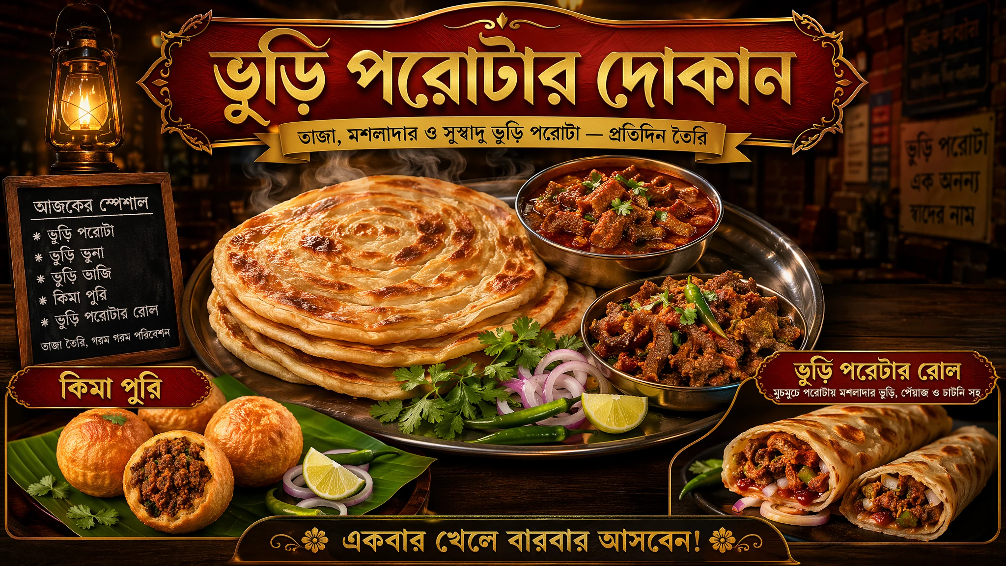 Cinematic Bangladeshi Street Food Poster