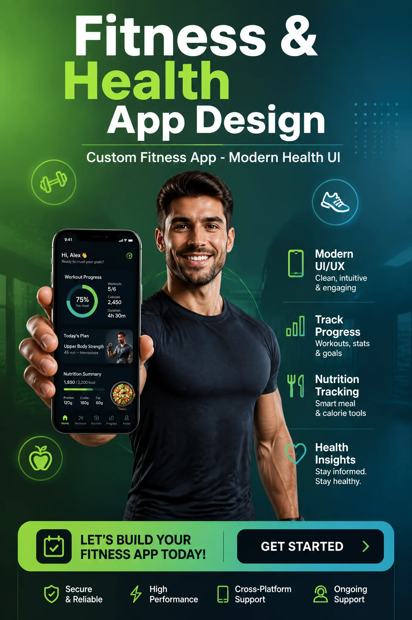 Fitness Health App Design Ad