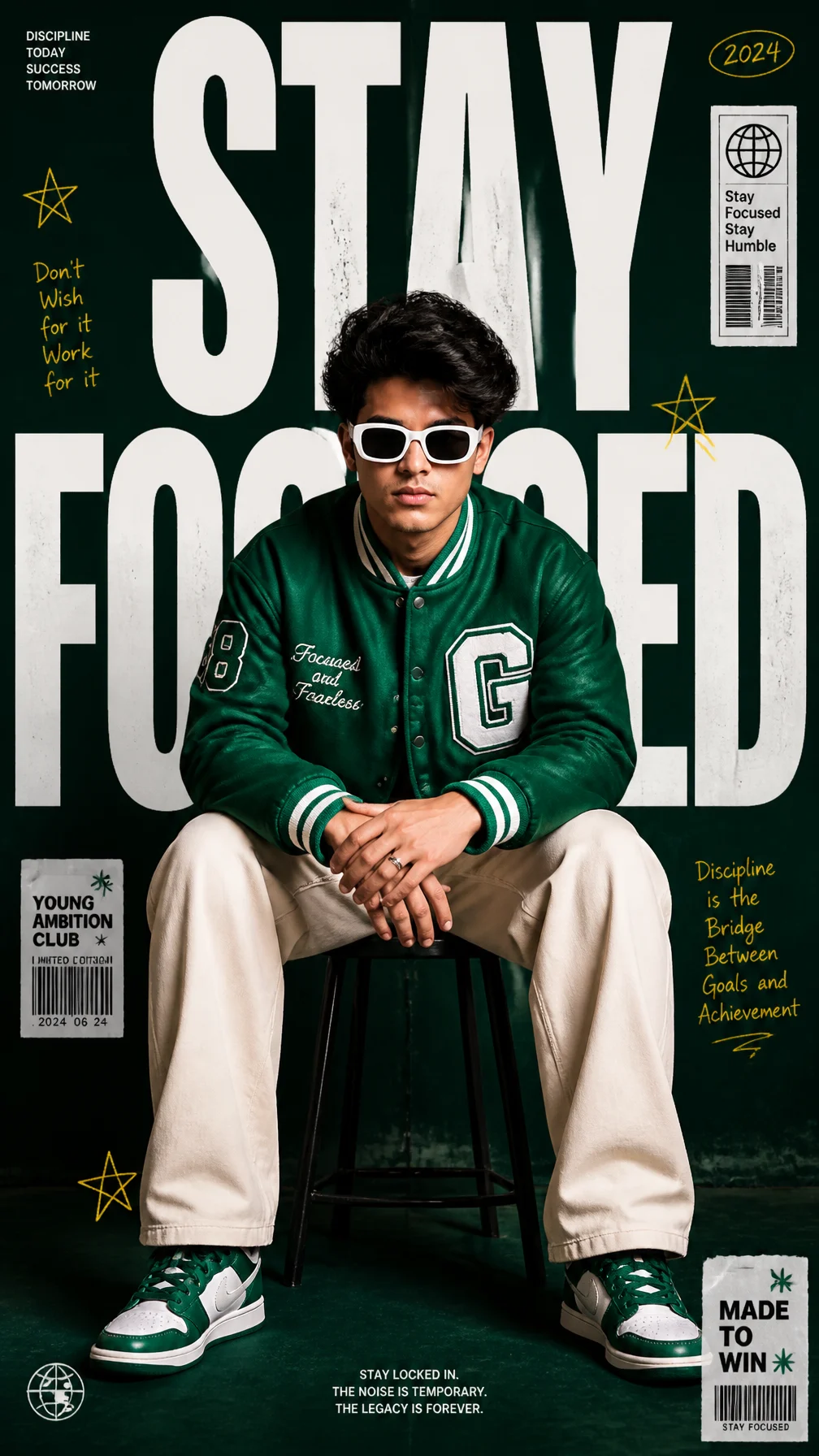 Emerald Green Streetwear Editorial Poster