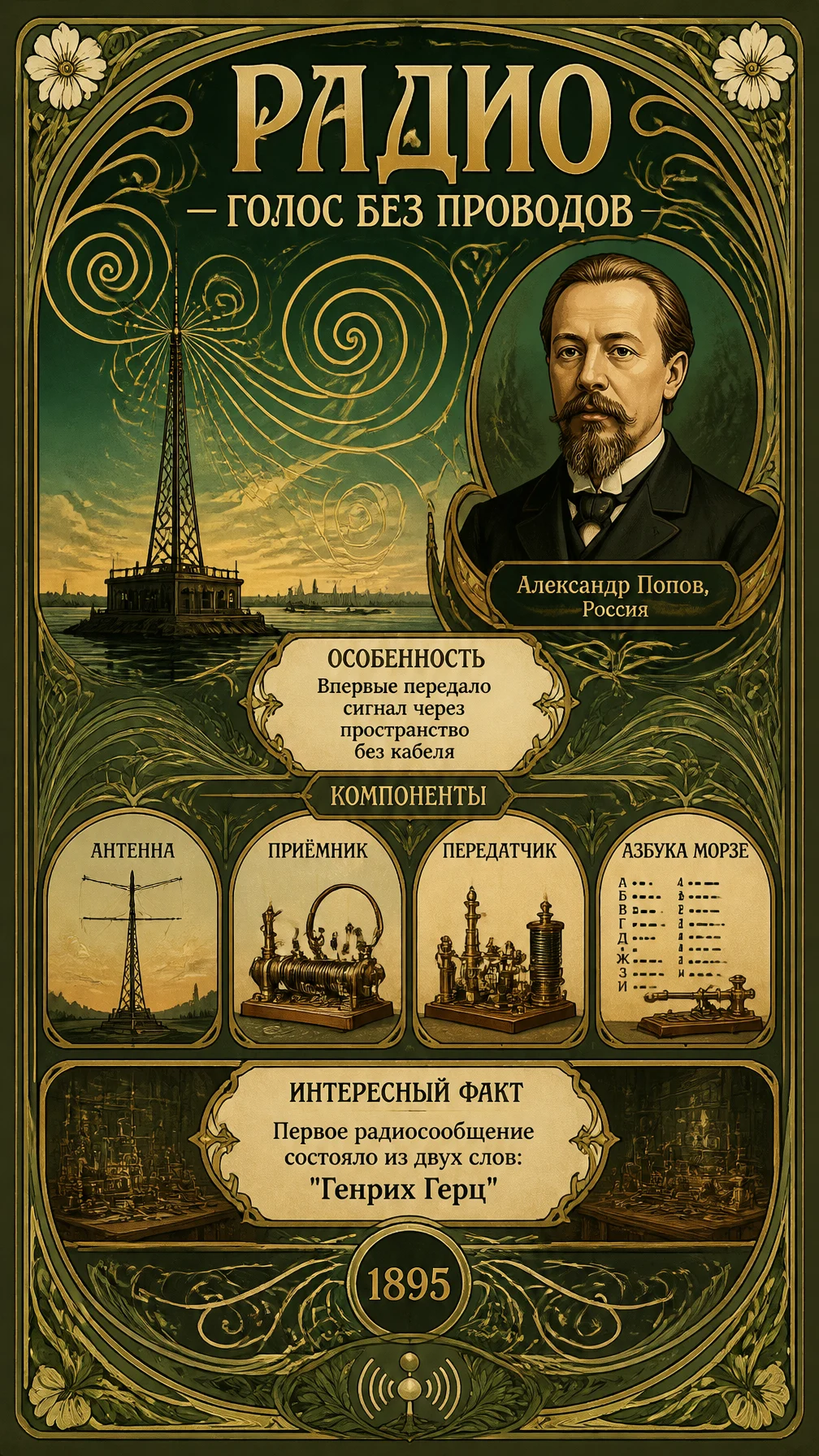 Radio Invention Art Nouveau Poster