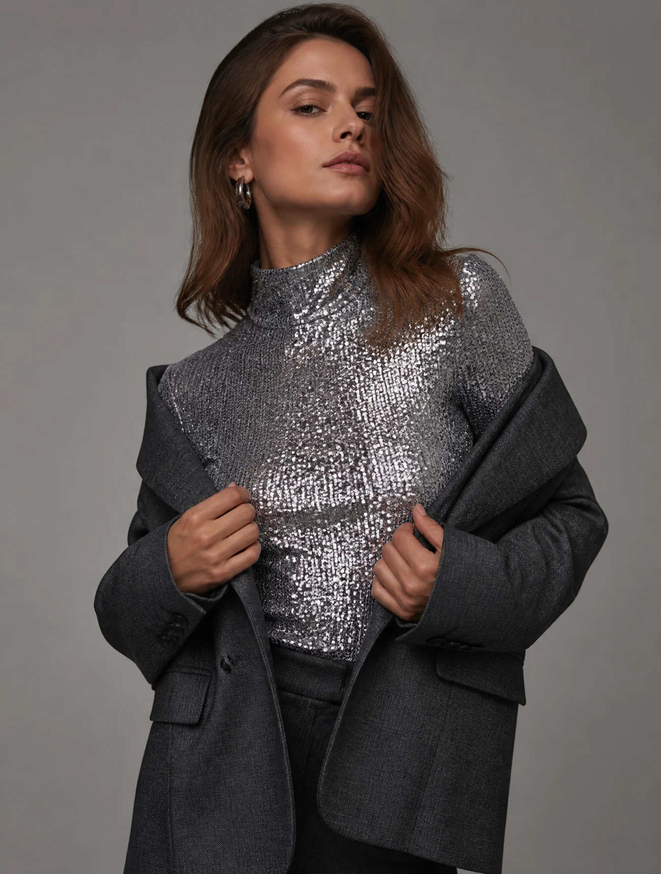 Elegant Woman Removing Blazer