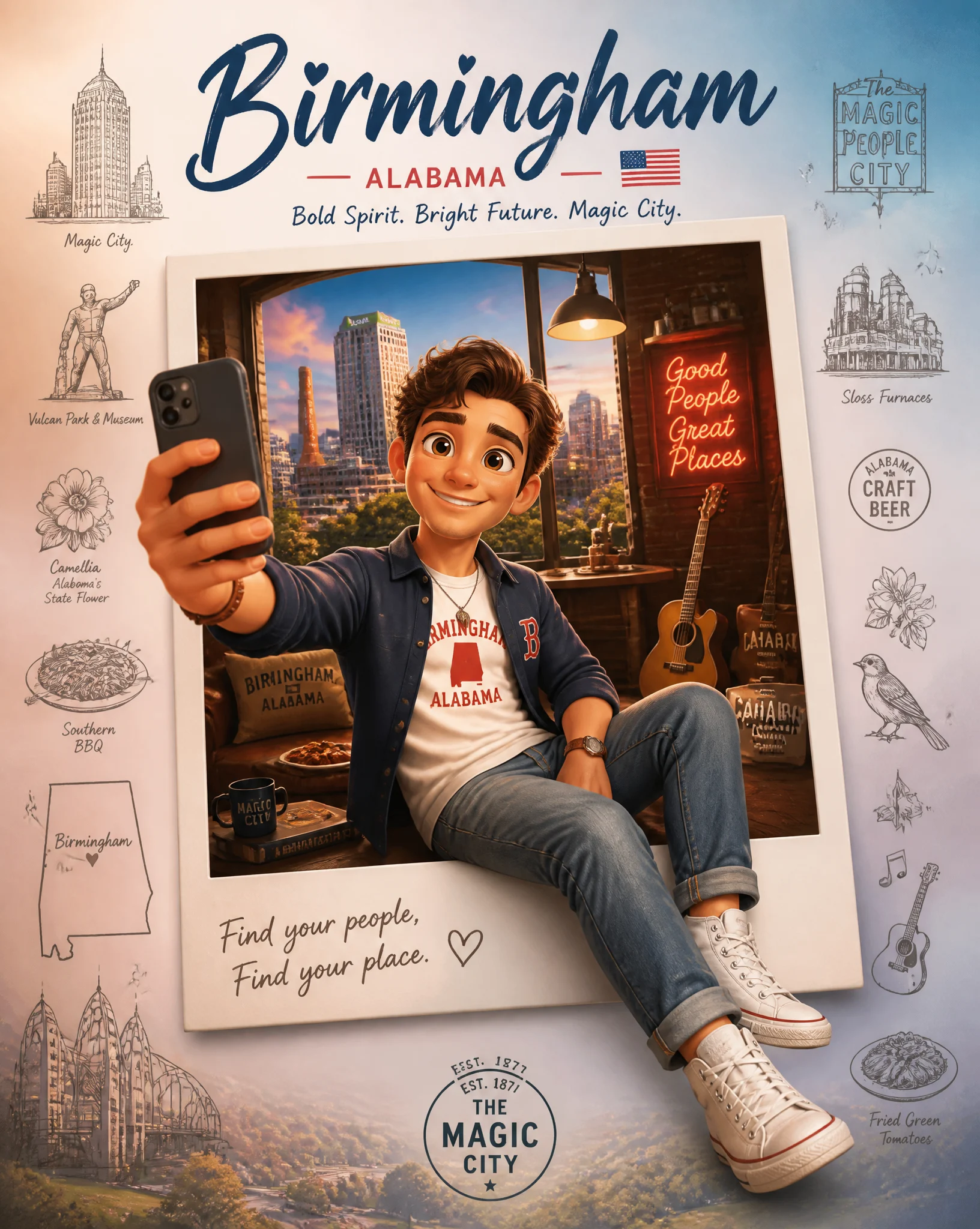 Birmingham Cute Travel Poster
