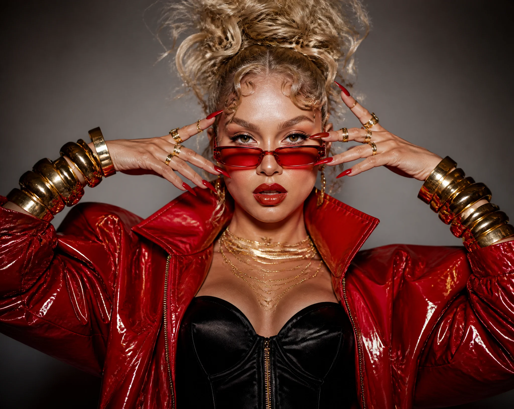 Bold Red Couture Fashion Editorial Portrait