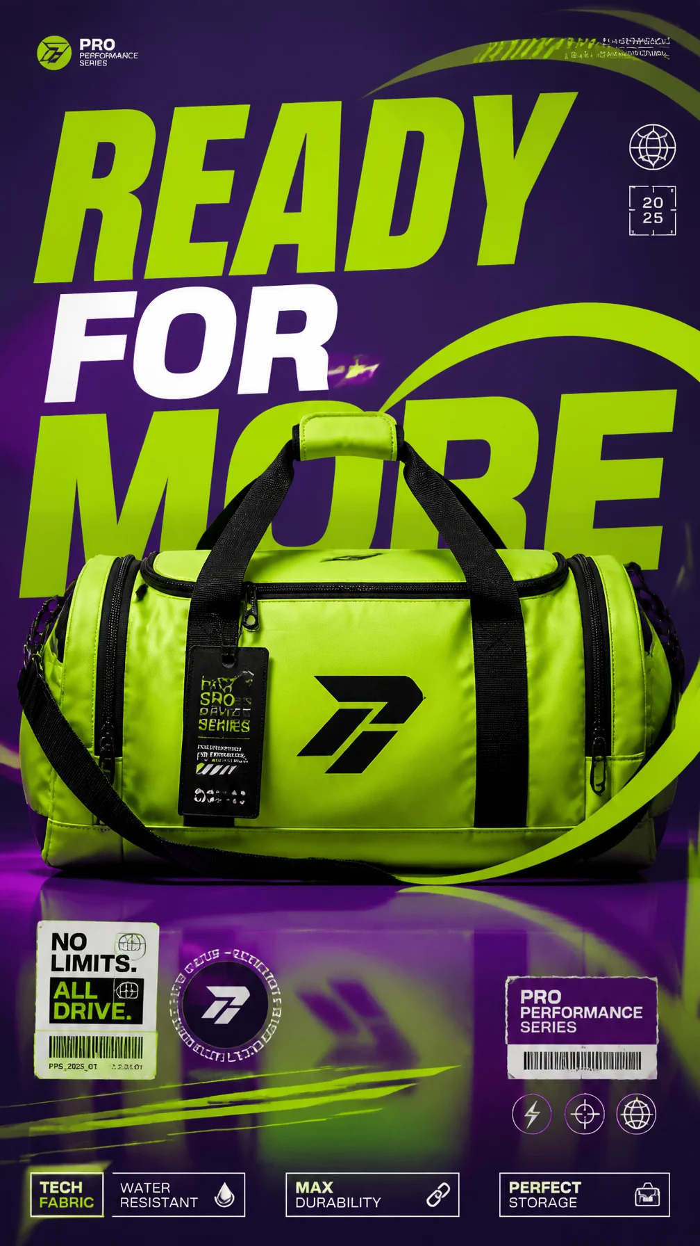 Neon Sports Bag Ad Poster