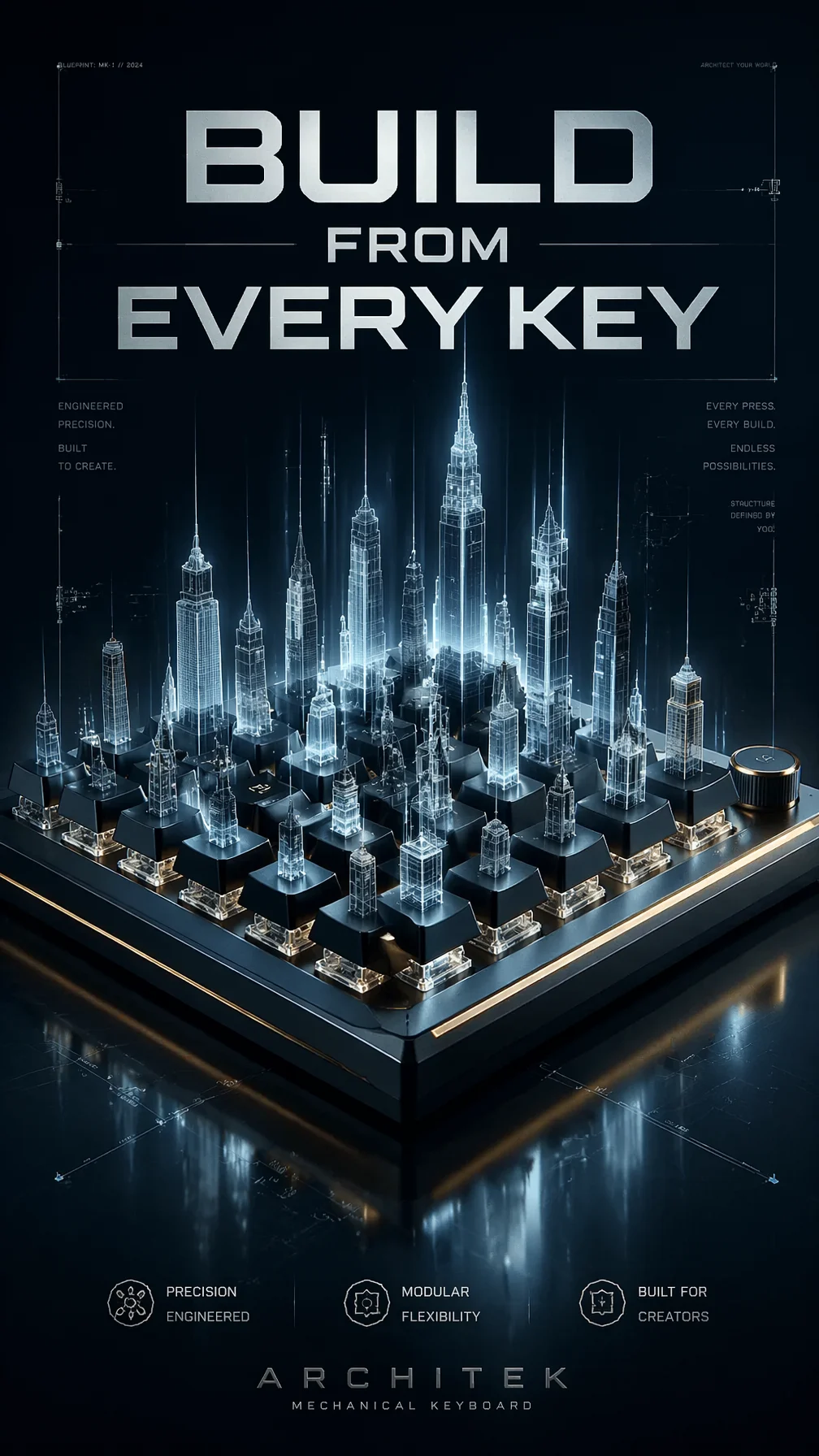 Glowing Keyboard Tech Poster
