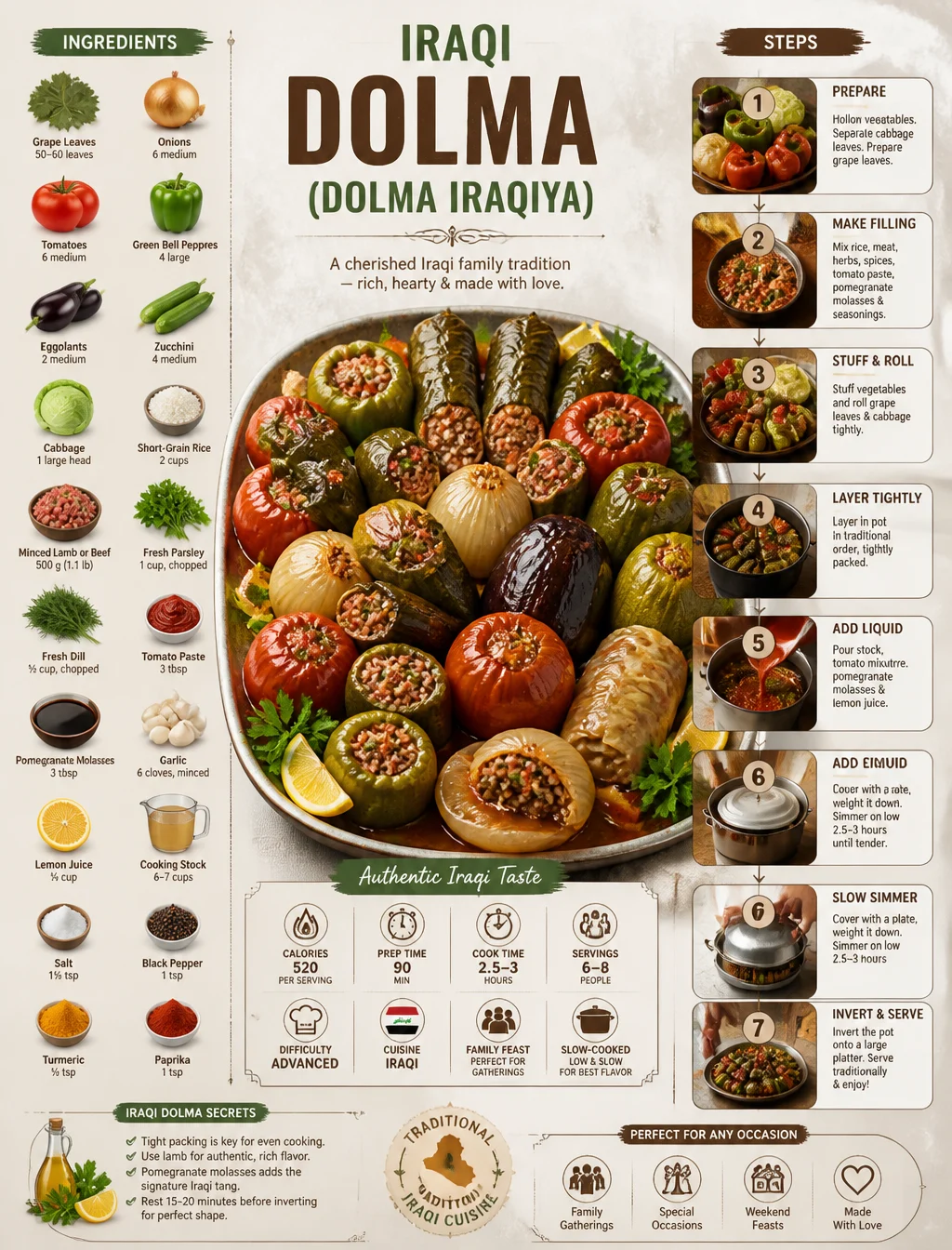 Authentic Iraqi Dolma Recipe Infographic